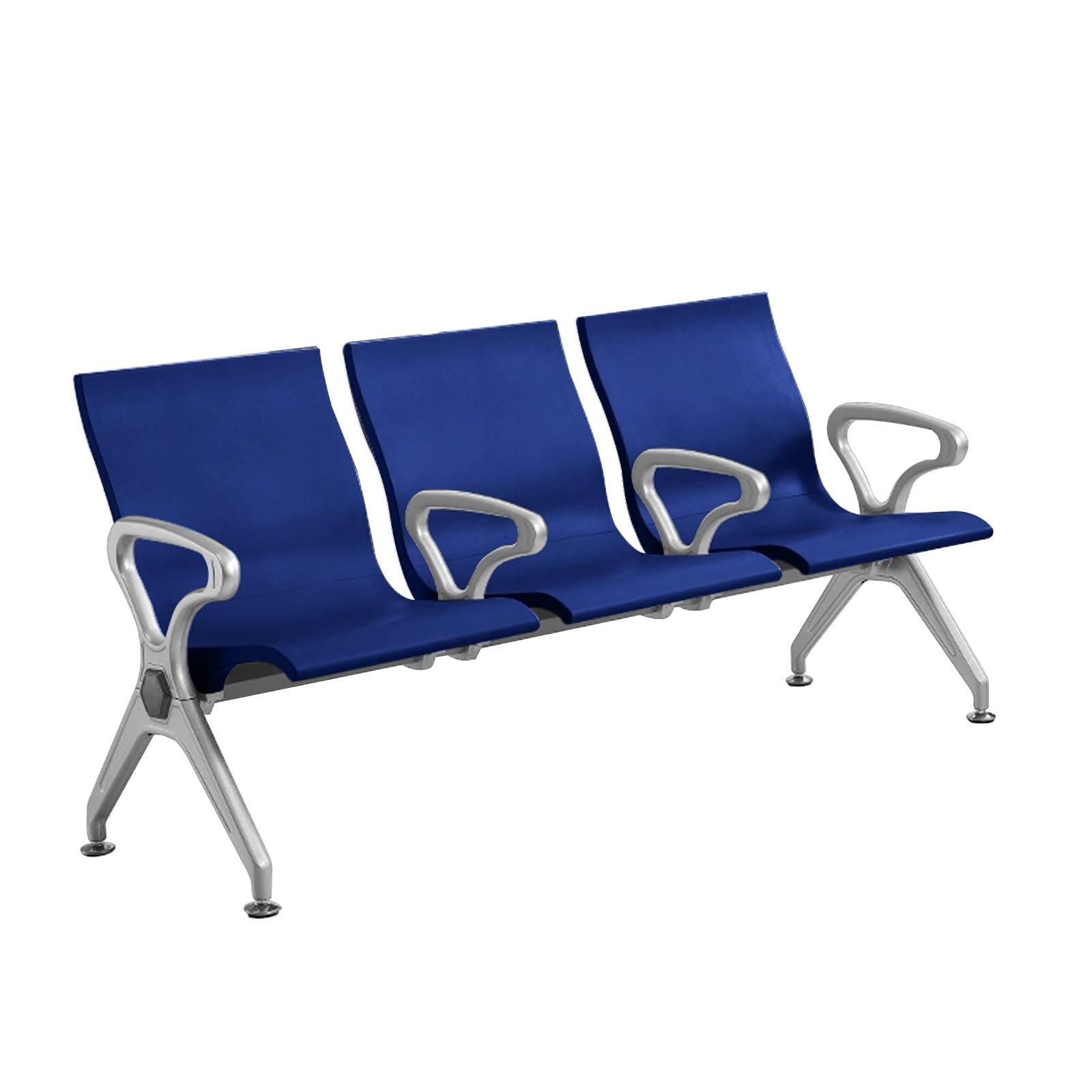 SaryEdge 3Seat Room Bench with 4 ArmrestsStylish PU Leather Office Lobby Chairs Conference & Reception Seating for Airports Clinics Hospitals Banks,Blue,Blue
