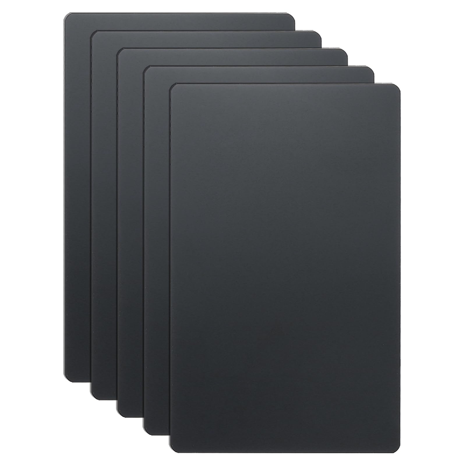sourcing map 5pcs Metal Business Card 80 x 50 x 0.5mm 304 Stainless Steel Mirror Titanium Laser Engrave Cards Custom Blank CNC Engrave Sheet for House Office DIY Gift Invitations, Black