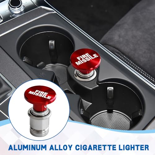 Image of Fire Missiles Button Car Cigarette Lighter Plug, Car Cigarette Lighter Replacement, Aluminum Alloy Push Button Lighter Plug, Standard 12V Fast Heating Power Socket for Auto