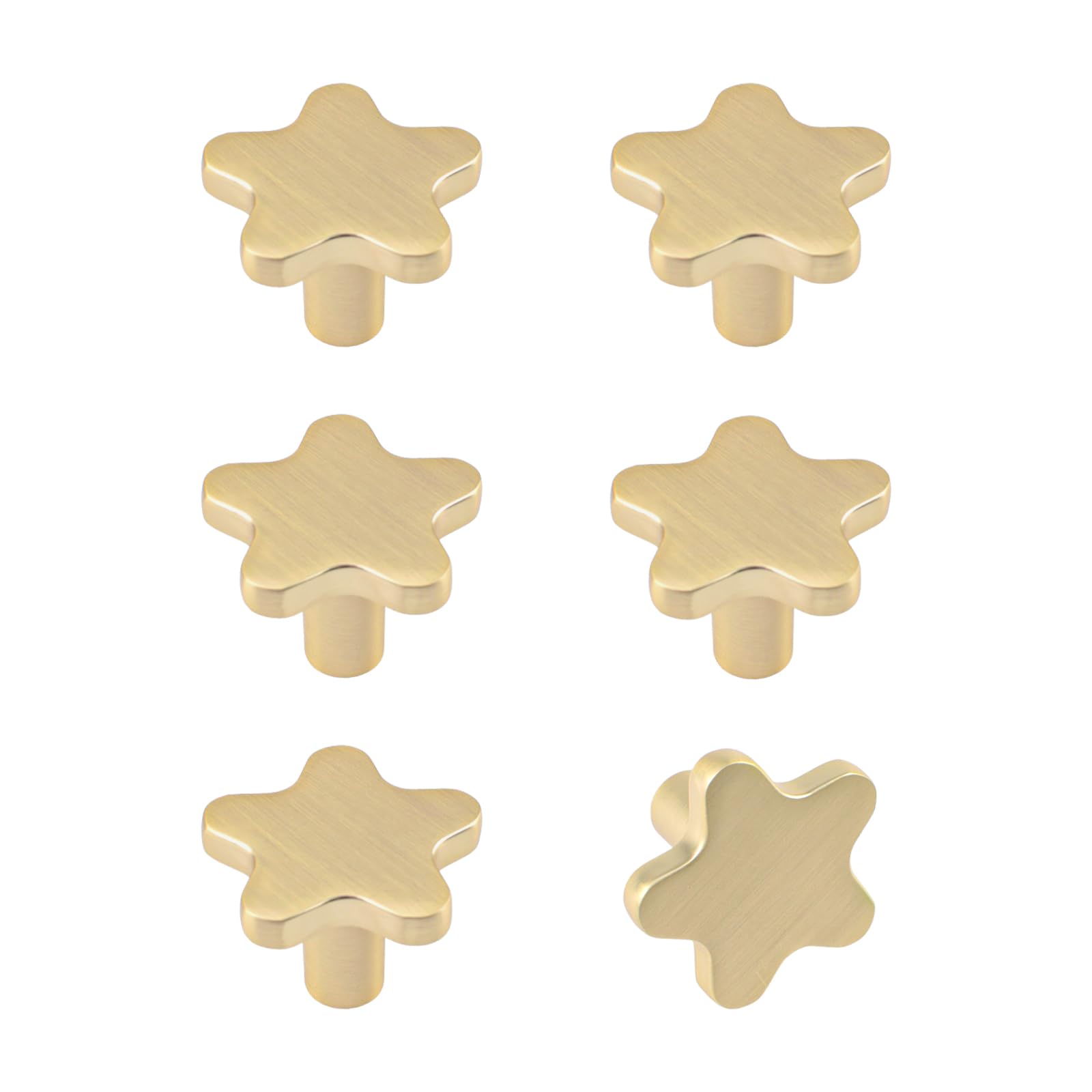 MOROBOR 6PCS Star Shaped Knobs, Creative Cabinet Drawer Knob Decorative Zinc Alloy Single Hole Furniture Handle with Screws& Expansion Tube for Cabinets Drawer Door — image 1