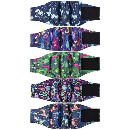 Image of Tuiskusa Male Dog Diapers, High Absorbing Dog Belly Bands for Male Dogs, Washable Reusable Dog Male Wraps(5 Pack)