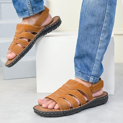 Image of Centrino Sandal for Men | Grip Insole for Stability | slippers /sliders for men |mens sandals casual | sandals for men|Modern Look with Straps | Comfortable Footwear (9265)