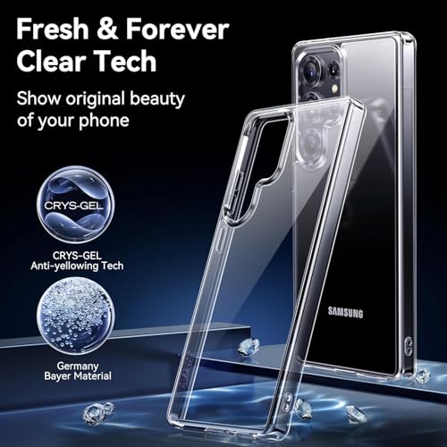Image of NISHTECH for Samsung Galaxy S25 Ultra 5G (2025) Premium Transparent Hybrid Soft Slim Dust Proof Back Case Cover Silicone with Camera Protection
