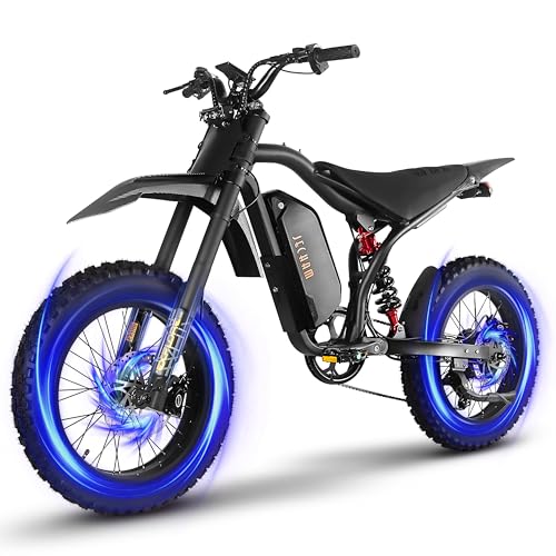 Image of 1200W 48V Electric Bike for Adults 15.6AH Removable Lithium Battery 44.2 Mph Max Speed 20 inchx4 inch Fat Tires 5-Speed Gears 7s Shimano Hydraulic Brakes Aluminum Frame with Rear Rack & Fenders Scarlet