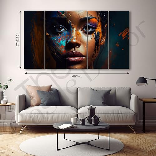 Image of The Castle Decor Women Abstract art painting with frame Big Size 27x48 Wall art for living room,Bedroom,Drawing room,Hotels-Wooden Framed-686