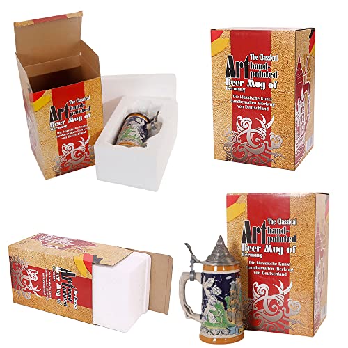 0.6L Beer Stein With Matel Pewter Lid Stanley Steel Germany Oktoberfest Tankard Eagle Bierkrug Drinking Glass Horn Coffee Mug Stine For Men Christmas Ornaments Cup Broeder Horse Portawrap #TOP4