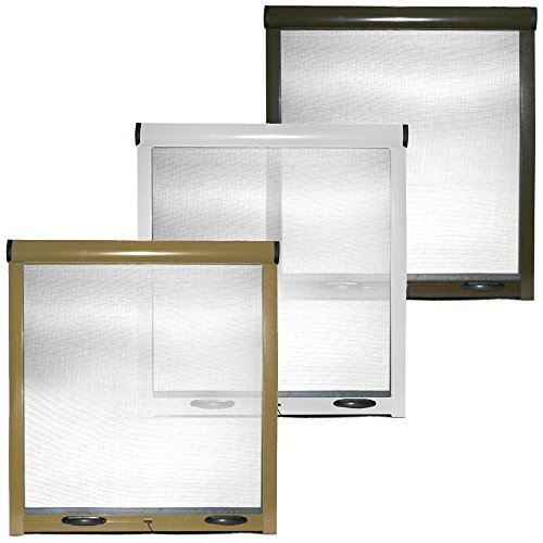Cilvani - Mosquitera enrollable con estructura de aluminio para ventanas y puertas, blanca y marrón (100 x 170 cm)