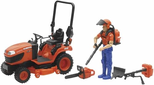 New-Ray 1/18 Kubota BX2670 Tractor de césped con figura y accesorios SS-33453