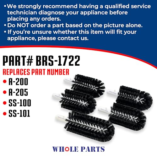 Image of Upgraded Whole Parts Electric Glass Washer Replacement Brush Set Part# BRS-1722 - Replacement & Compatible with Some Bar Maid Glass Washers
