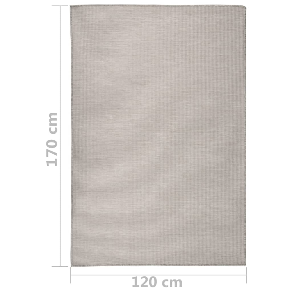 Dywan zewnętrzny, z płaskim splotem, 120 x 170 cm, jasnoszary, odporny na promieniowanie UV i warunki atmosferyczne, na taras, balkon i do wnętrz