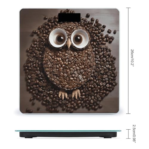 Báscula digital de baño con diseño de búho y plataforma de vidrio templado miniatura 2