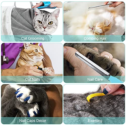 Image of Cat Bathing Bag Adjustable Cat Grooming Net Bag Anti-bite & Anti-Scratch Cat Bath Washing Restraint Bag, Breathable Mesh Cat Grooming Bag for Shower, Nail Trimming, Injection | Secure Restraint for Safer Grooming and Bathing, Reducing Stress and Helping Prevent Scratches and Escapes