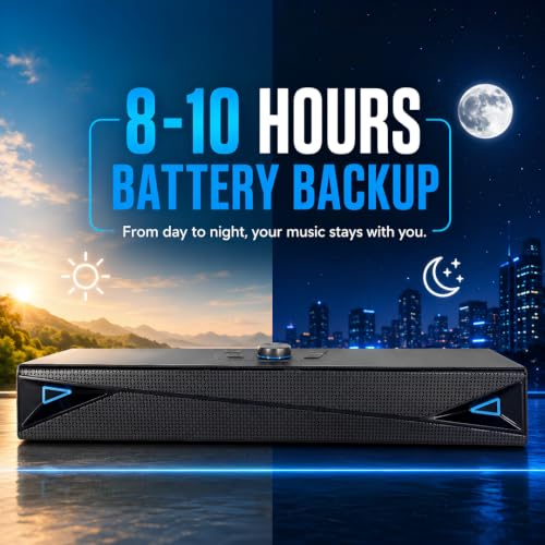 Image of ModishOmbre BeatBoxx 20W Bluetooth Speaker Portable Soundbar | 8 Hours Playtime | Dual 10W Dynamic Drivers | BT5.3 /USB /TF /AUX | Built-in Mic | Type C Charging | IPX5 Water Proof | TWS Stereo Pairing