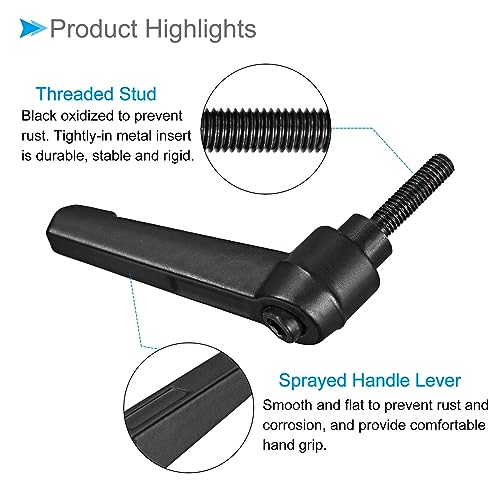 Image of Clamping Lever Handles, M5 x 16mm Male Thread, Adjustable Quick Release Locking Rotating Bolt Knobs Black - (Applications: for Lathe Machinery), 2-Pieces