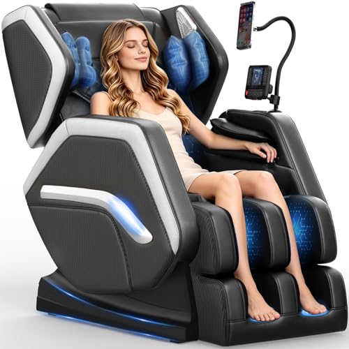 Image of Massage Chair Full Body, Zero Gravity Massage Chair 2026 for Back Fatigue with 10 Fixed Rollers, Heating, Airbags, Phone Controller, Bluetooth Speaker, Nightlights for Living Room, Bedroom