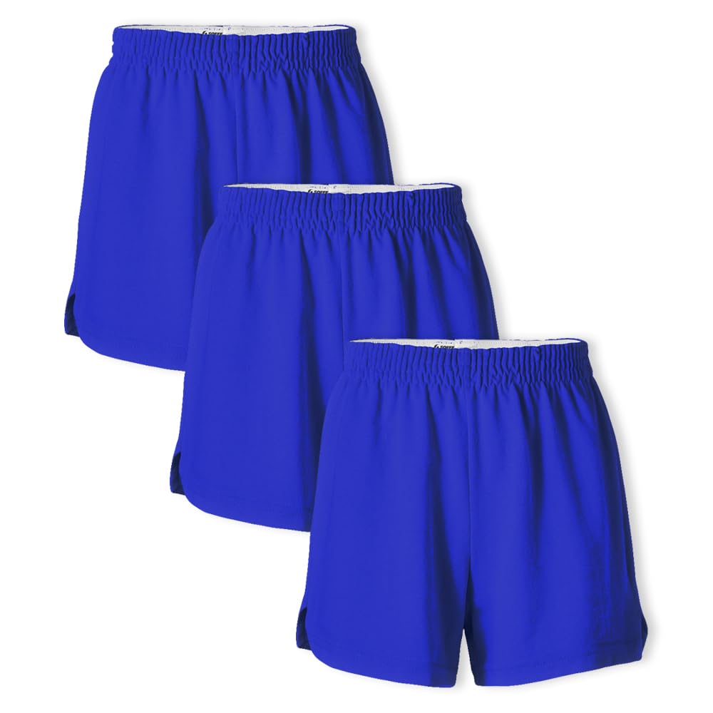 Soffe Youth Girls' Authentic Cheer Shorts, Athletic Cotton Blend, 2.75” Inseam, 3 Pack
