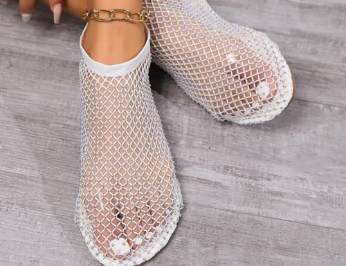 Image of Ultra Comfortable Shiny Gem Mesh Flats, Ballet Flats for Women Sandals Women Dressy Summer Flat Shoes Slip On Sandals