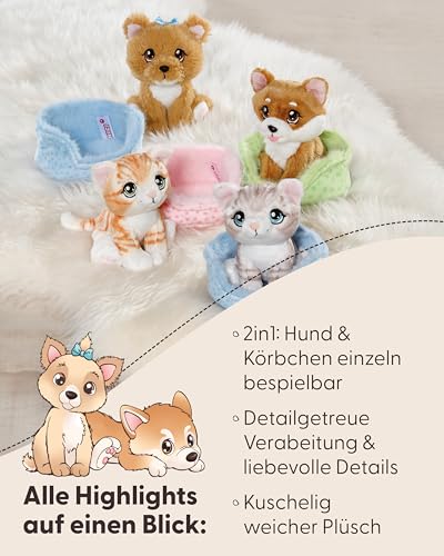 NICI Kuscheltier Hund Shiba Inu 12cm im Körbchen - braun