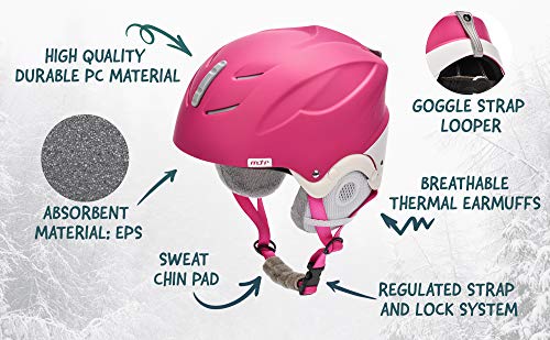 Foto von meteor Leichter Skihelm mit Ohrschernungen zum Skifahren professionelles Snowboarden Snowboardhelm - Verstellbare Ski-Sicherheitshelme für Schneeunfälle - Kinder Skizubehör einen Schutz auf der Piste