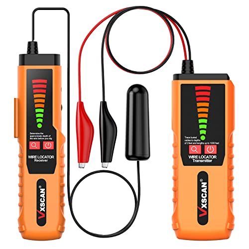 VXSCAN Erdkabel-zerstörungsfreier Ortungsgerät, Drahtsuchgerät Tracer F04 mit Kopfhörer zum Auffinden von Bruchkabeln, Bewässerungsdrähten