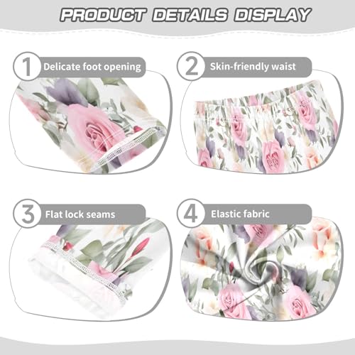 Bolaz Toddler Girls Leggings Printed Yoga Pants Leggings Purple Green Lease Rose for Kids3