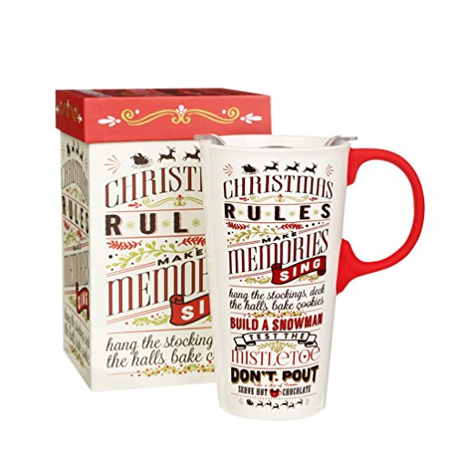 17 Oz Tall Ceramic Travel Mug Porcelain Coffee Cup with Sealed Lid and Matched Gift Box