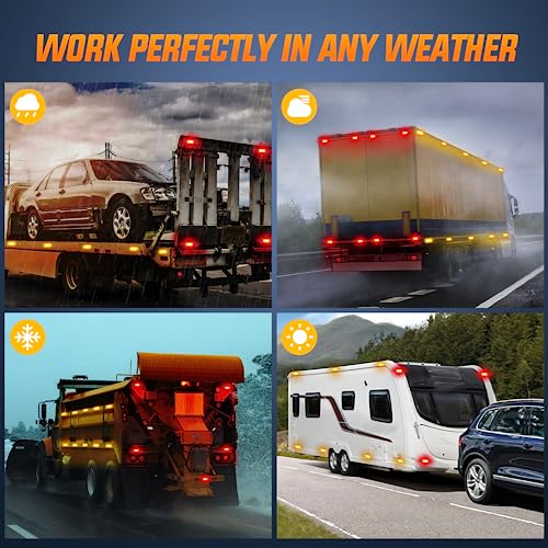 Image of Nilight Double Bullseye Marker Light 14PCS Red Amber 10LED Rectangular | Clearance Front Side Rear Indicator Lights Surface Mounted For 12V Truck Camper RV Boat Lorry Exterior Lighting