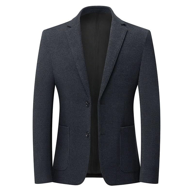 Men's Korean Nylon Casual Thick Fall Winter Stretch Slim Fit Two Button Sport Coat