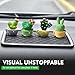 Bawkars 4 PCS Cute Mini Cactus Figurines, Car Dashboard Decorations, Resin Cactus Accessories, Universal Plant Decoration Accessories for Most Cars (Green)