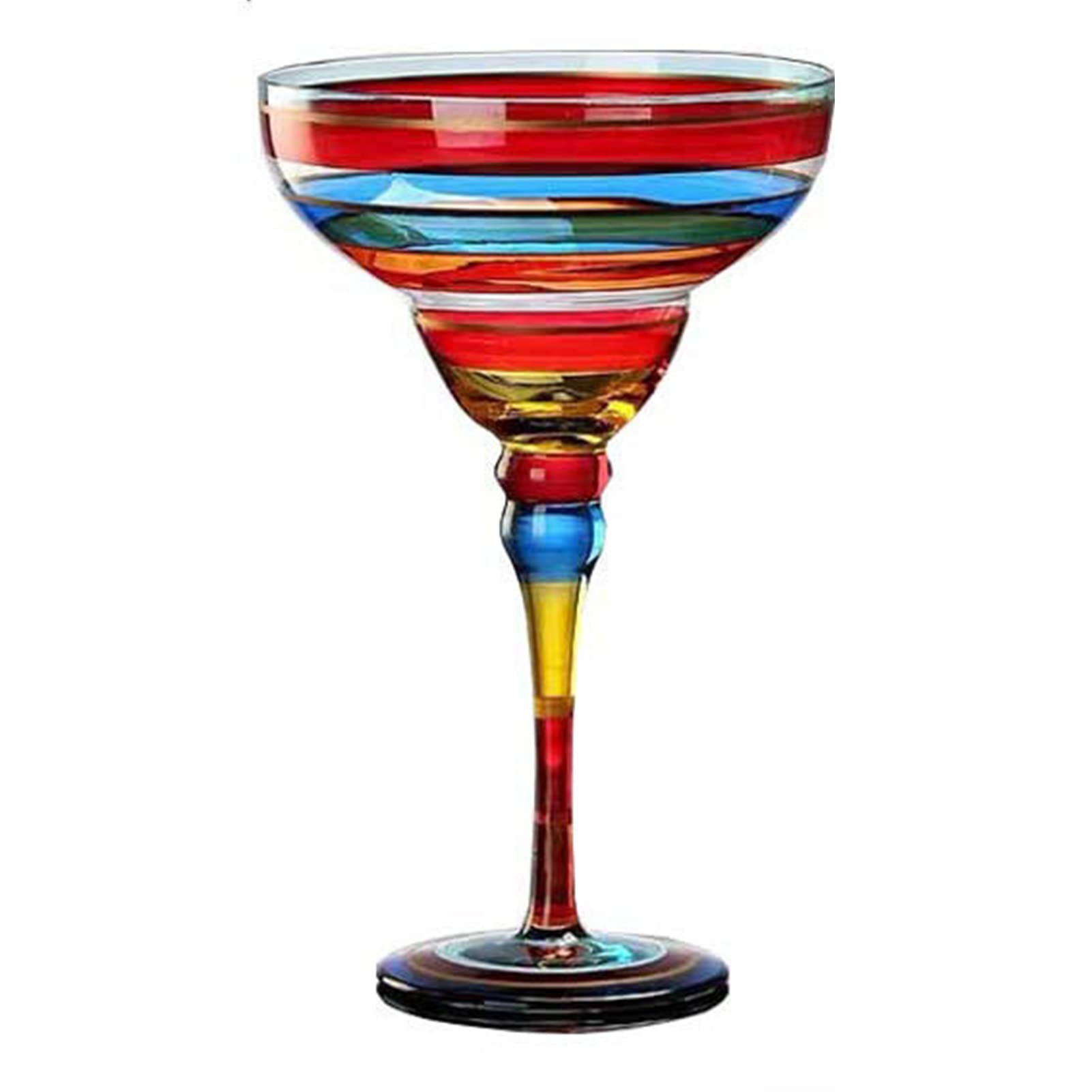 VALINK Painted Margaret Wine Glass,270ml Crystals Glass Hand-painted Cocktail Glass, household High Feet Printed Champagne Cup Gift for Birthday Anniversary D