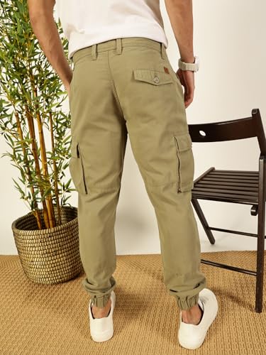 Image of Thomas Scott Men's | Solid | Light Weight | Breathable Fabric | Mid Rise | Regular Fit | Cotton Blend | Button Waist | Chino Trouser | Pants