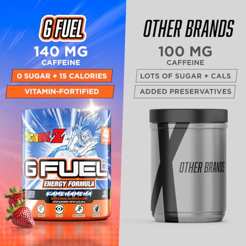 Image of G Fuel Dragon Ball Z Energy Drink Powder, Pre Workout Caffeine Mix for Gaming, Sugar Free Focus Amino, Vitamin + Antioxidants, 9.8oz (Strawberry Lychee, 40 Servings)