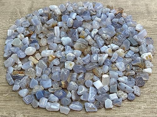 Image of GAF TREASURES 2 oz Lot Natural Blue Chalcedony Semi Tumbled Gemstone Chips, Crushed Mini Crystals, Undrilled Crystal Chips (Blue Chalcedony)