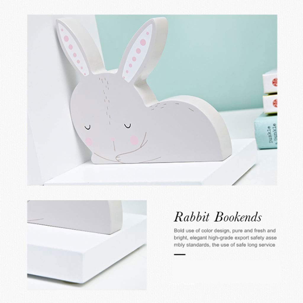 Sujetalibros Pack de 2 conejo de madera sujetalibros sujetalibros antideslizante for Niños habitación y un cuarto de niños decoración de la habitación, Rosa escritorio decoración Soporte de libro del
