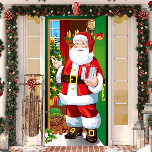 JLTXKST 185 X 90 cm Weihnachtsdeko Tür Banner, Weihnachten Tür...