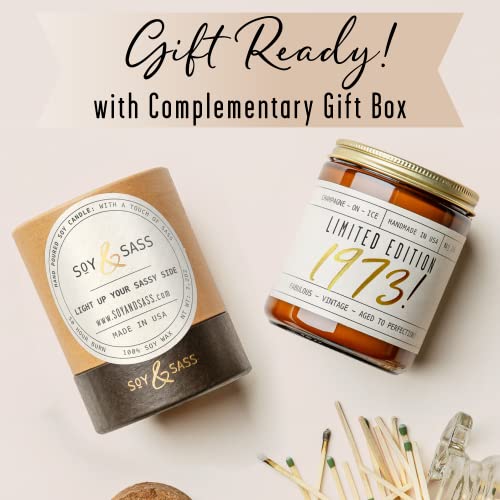 50Th Birthday Gifts For Women Friends - 'Limited Edition 1973' Soy Candle, W/Champagne On Ice I 50 Birthday Gifts For Women I 50 Year Old Gifts For Women I 9Oz Reusable Jar, 50Hr Burn, Made In Usa #TOP5