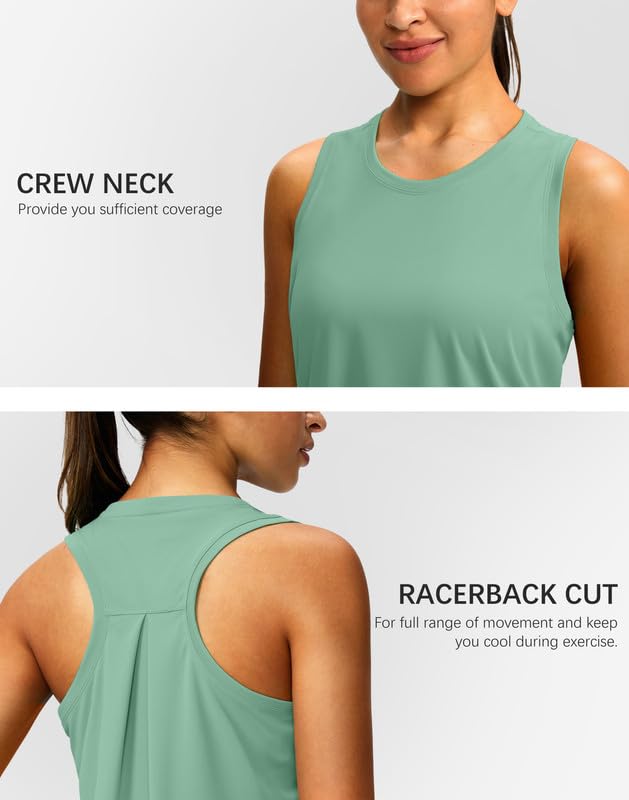 Image of Women's Workout Tops Racerback Athletic Tank Tops Sleeveless Loose Fit Yoga Running Gym Shirts for Women