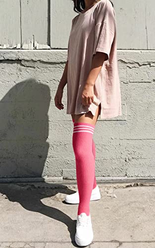 Image of Abodhu Womens Thigh High Socks, Over Knee Socks for Women, Striped Knit Long Tall Stockings, Cosplay Casual Socks