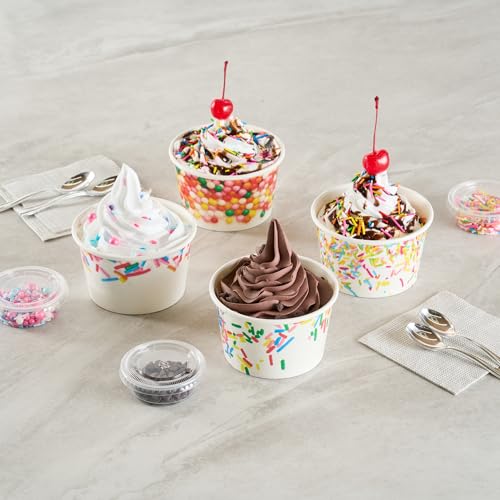 Image of Restaurantware Ice Cream Cups 50 Pack of 8 oz Leak-Resistant Disposable Dessert Bowl Frozen Yogurt Cup Round Paper Container For Cold And Hot Desserts