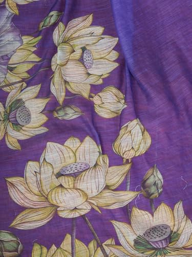 Image of SIRIL Women's Linen Digital Printed Saree With Unstitched Blouse Piece