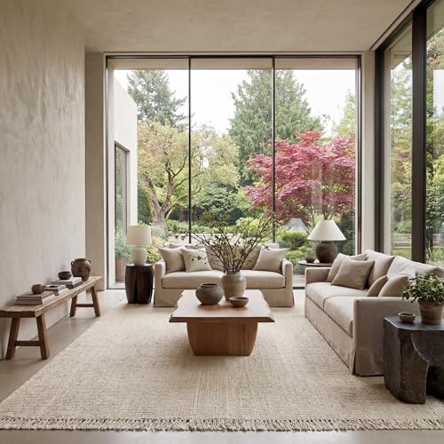 Nuloom Daniela Off-White, 7'6' x 9'6', Handmade, Jute, Tassel, Soft and Textured, High Traffic, Stain Resistant, Easy Clean, Durable Area Rug for Bedroom, Living Room, Dining Space, Foyer, Entryway