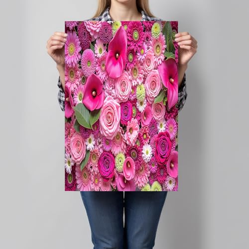 CDXNORA Romance Fleurs Impression sur Toile, Roses Arums Pivoines Tableau Decoration Murale 30x40 cm, Rose peinture sur toile Murale Affiches, pour Chambre...