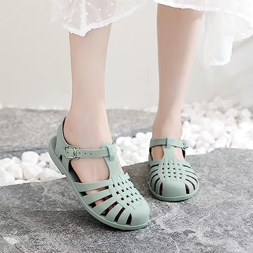 Image of Hee grand Crystal Jelly Heel Sandals for Women Summer Beach Jelly Shoes
