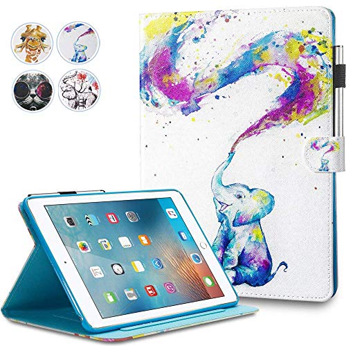 iPad Mini Case, Mini 2 3 4 Mini 5 Case Cover, MonsDirect Leather Smart Kickstand Case Flip Wallet Protective Case Compatible with Apple iPad Mini 1 2 3 4 Mini 5 2019, Baby Elephant
