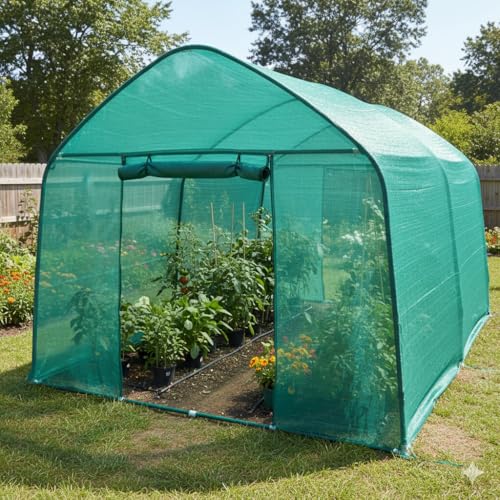 Image of Green Shade Net 75-80% | UV-Stabilized, Heavy-Duty Garden Net for Plants, Greenhouse, Balcony, Car Parking & Outdoor Protection | Sunblock & Privacy Mesh (10x10ft)