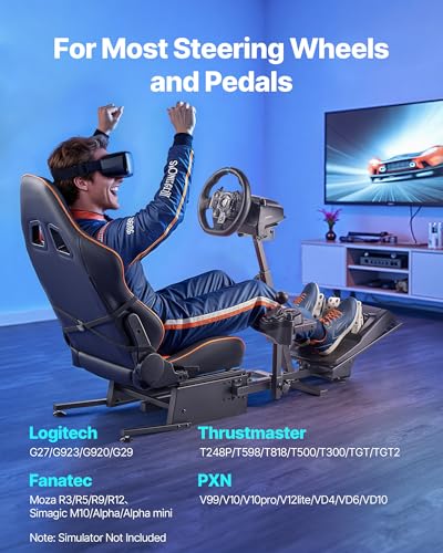 Image of VEVOR Racing Wheel Stand, Heavy-Duty Simulator Cockpit Steering Wheel Stand, Fit Logitech G25, G27, G29, G920, G923, Thrustmaster T300RS, TX F458, T500RS, T3PA-PRO (F1 /GT) and CSR Pedals