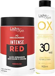 Kit Pó Descolorante Intense Red + Água oxigenada 30 Volumes - Light Hair