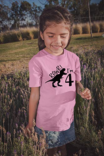 Image of rawr im 4 Year Old Girl Birthday Shirt Dinosaur Roar Four 4th Toddler Outfit Fourth