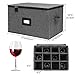 Mayniu Wine Glass Storage Box 2 Pack, Stemware Storage Containers Cases, Glassware Storage for 24 Crystal Glasses, Hard Shell Top Sides Bottom and Stackable (17'' x 13'' x 10'', Black)