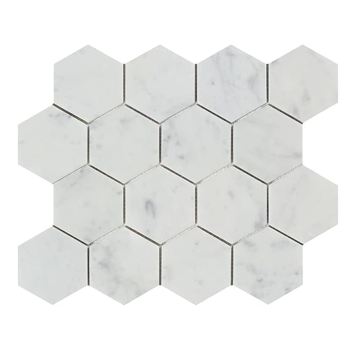 Buy Carrera Carrara White Marble Bathroom Floor Backsplash 3 Inch Hex